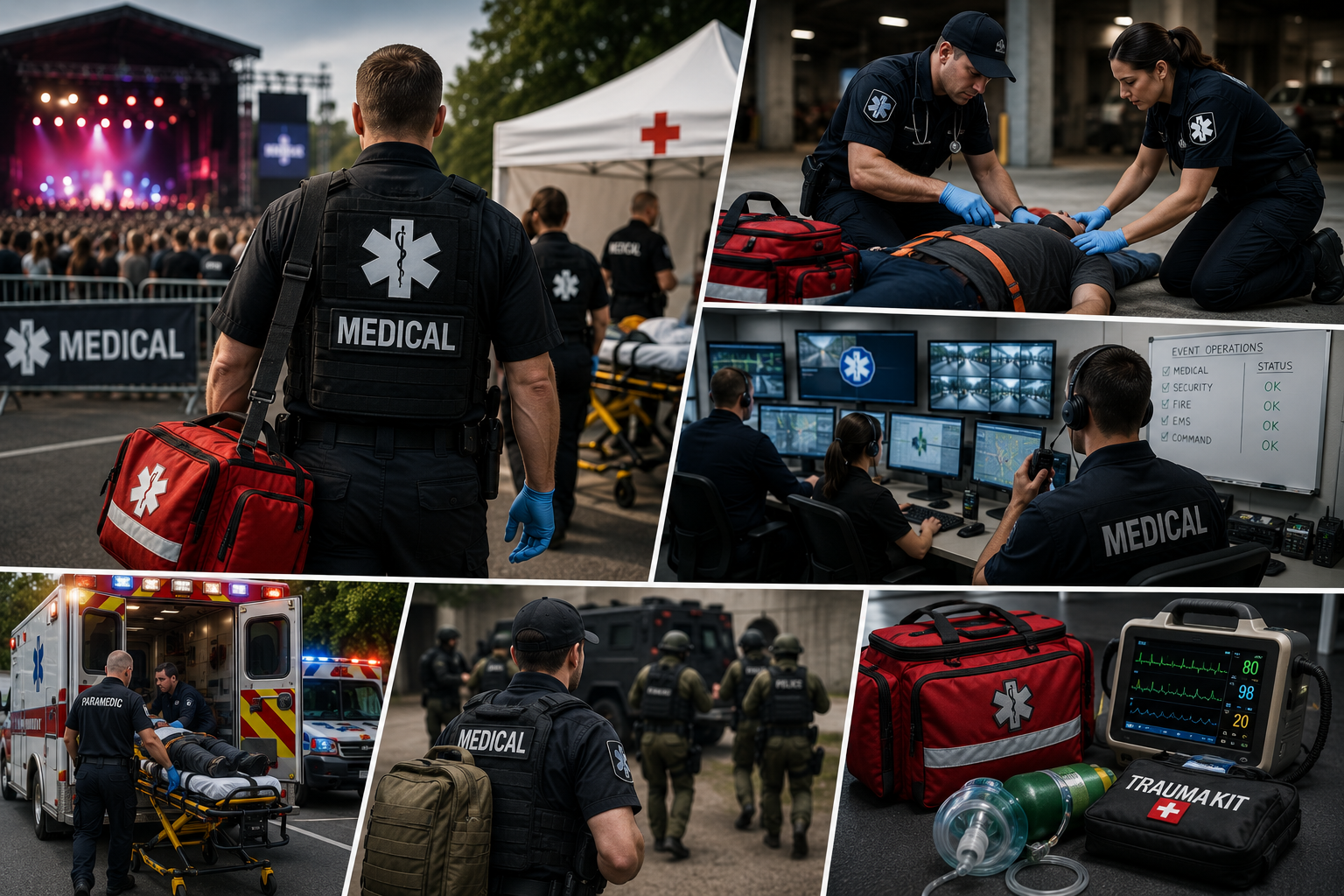 Medical and emergency response personnel providing on-site support for events, facilities, and higher-risk operations.
